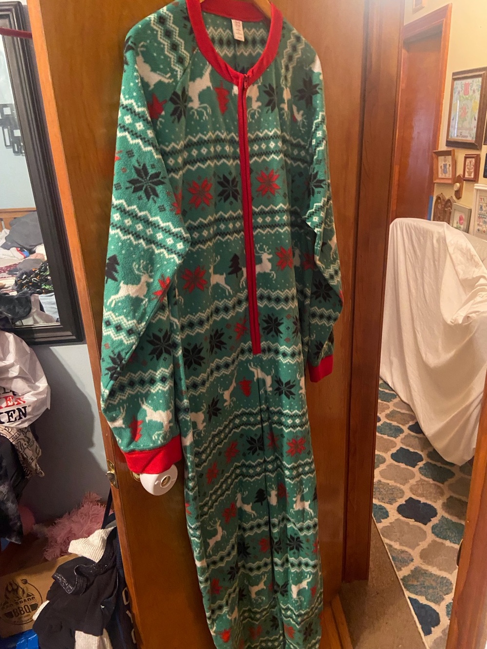 Men’s Holiday Reindeer One-Piece Pajamas Size XL
